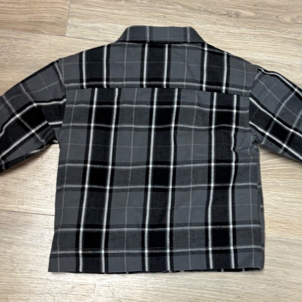 Cat & Jack Gray Black Plaid Faux Shearling Lined Flannel Shirt Jacket Kids 18M‎